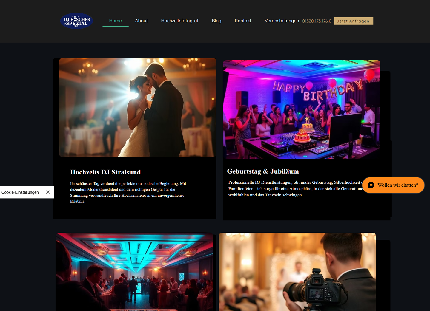DJ Fischer Spezial website homepage designed and developed by ACSIUS