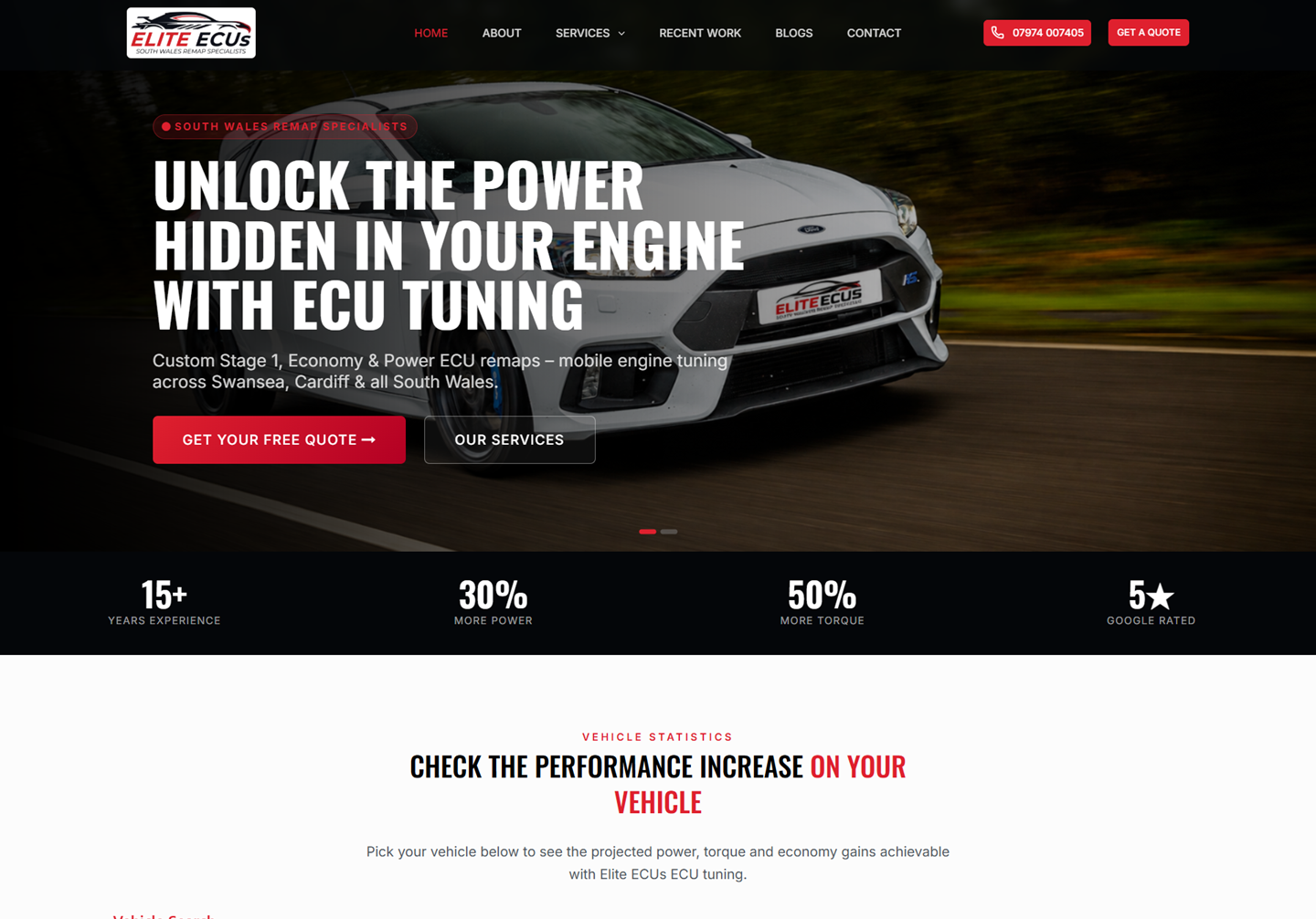 Elite ECUS website homepage designed and developed by ACSIUS