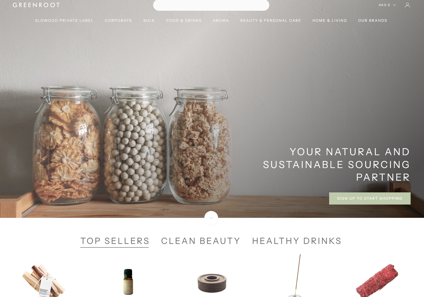 Greenroot website homepage designed and developed by ACSIUS