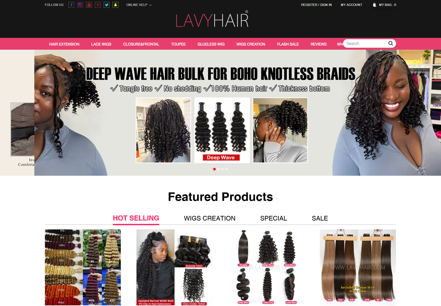 Lavy Hair website homepage designed and developed by ACSIUS