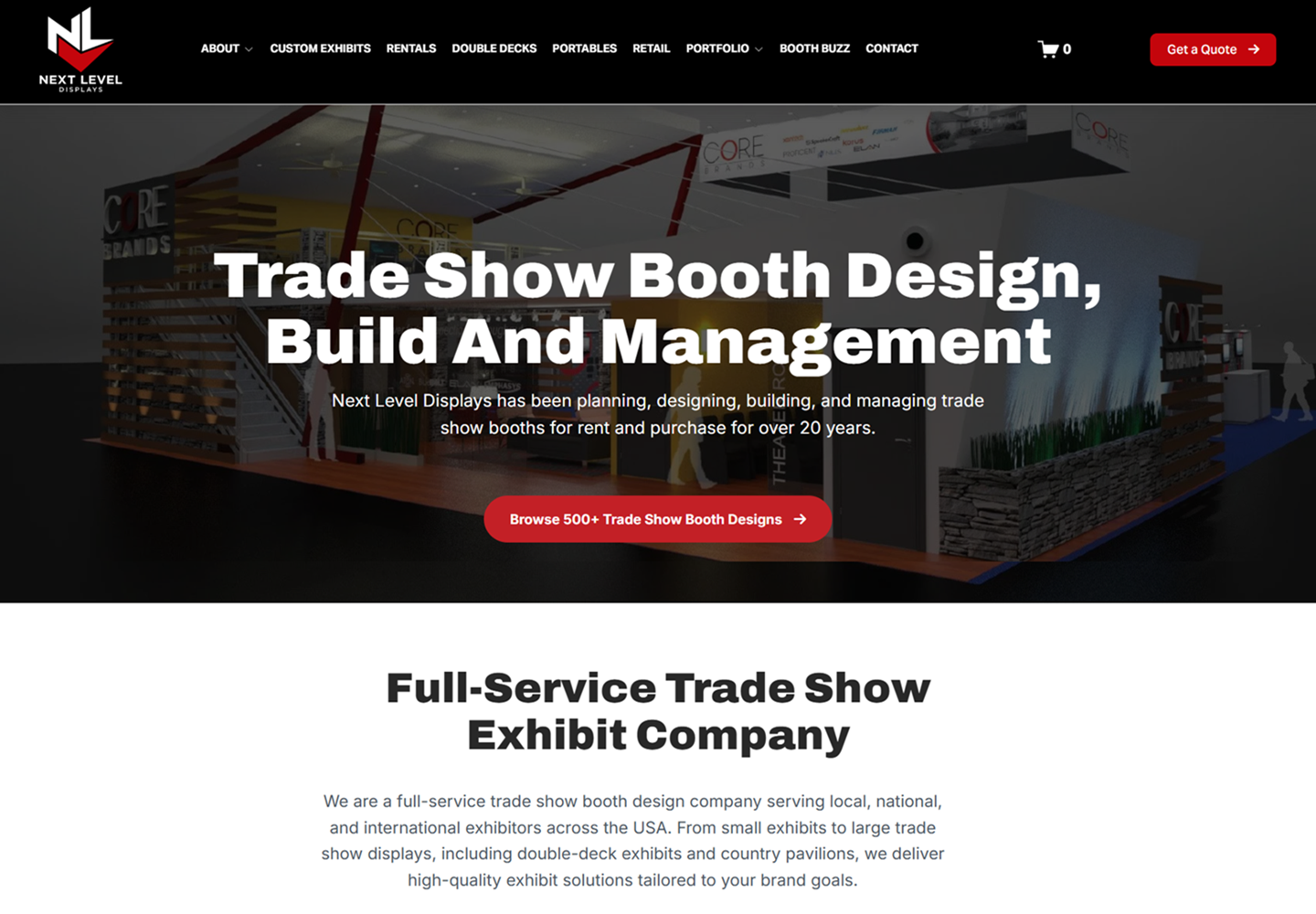 NL Displays website homepage designed and developed by ACSIUS