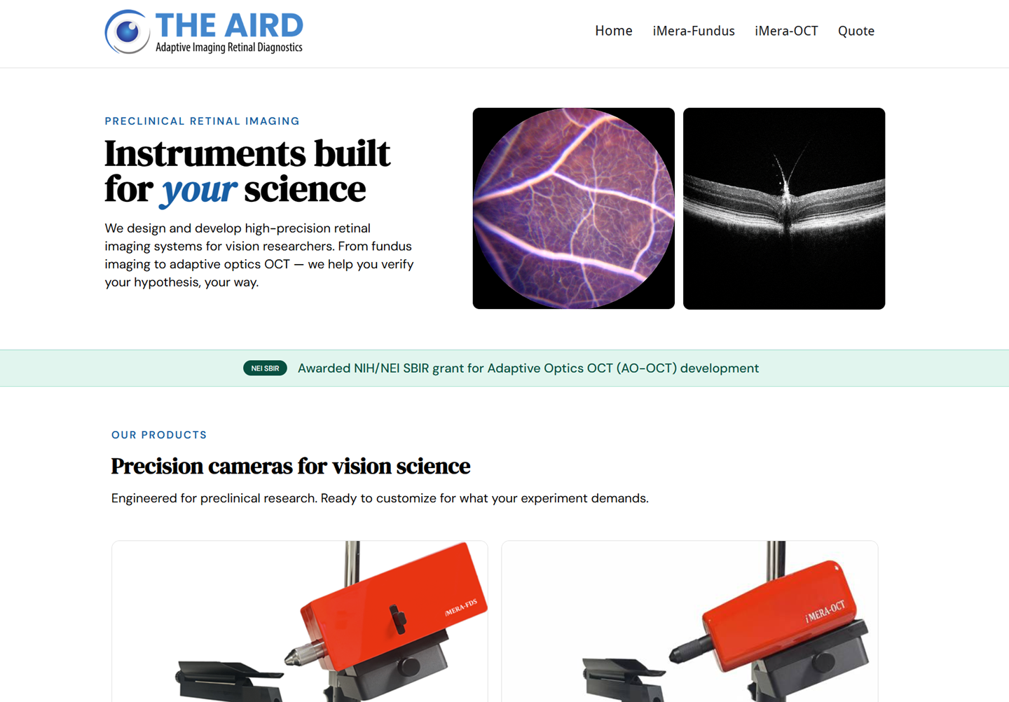 The Aird website homepage designed and developed by ACSIUS